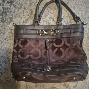 Coach Dark Brown Signature Tote